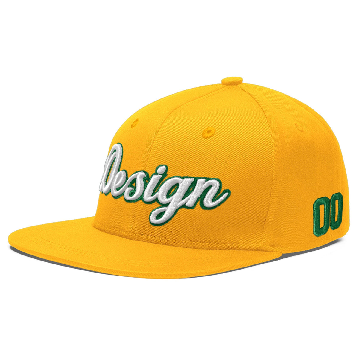 Custom Yellow 3D Puff Embroidery Flat Embroidery Casual Sport Baseball Cap