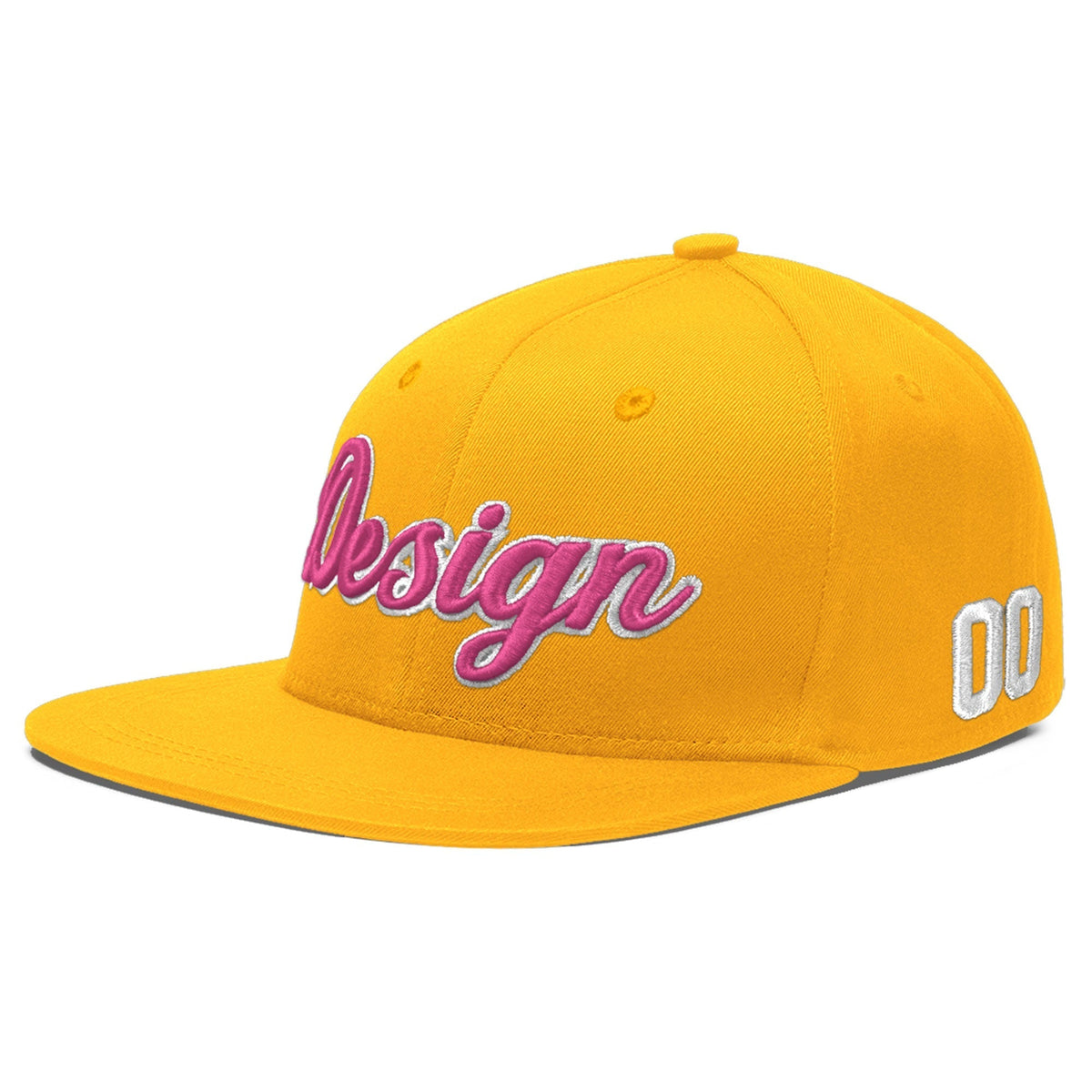 Custom Yellow 3D Puff Embroidery Flat Embroidery Casual Sport Baseball Cap