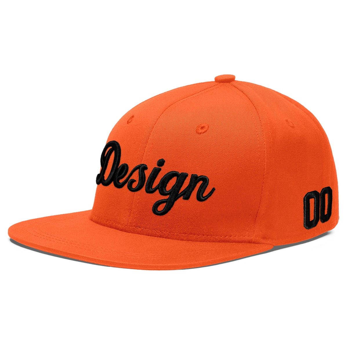 Custom Orange 3D Puff Embroidery Flat Embroidery Casual Sport Baseball Cap
