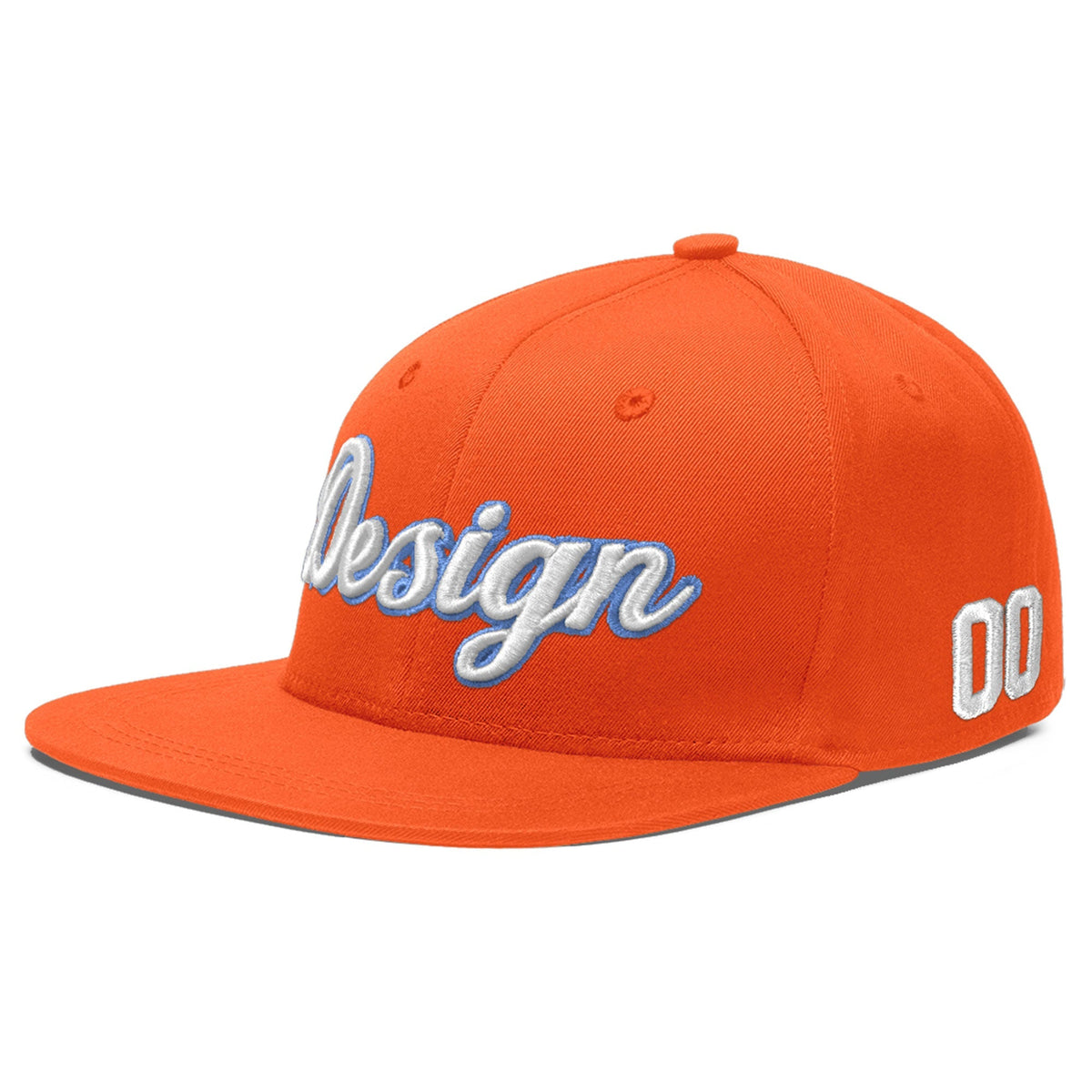 Custom Orange 3D Puff Embroidery Flat Embroidery Casual Sport Baseball Cap