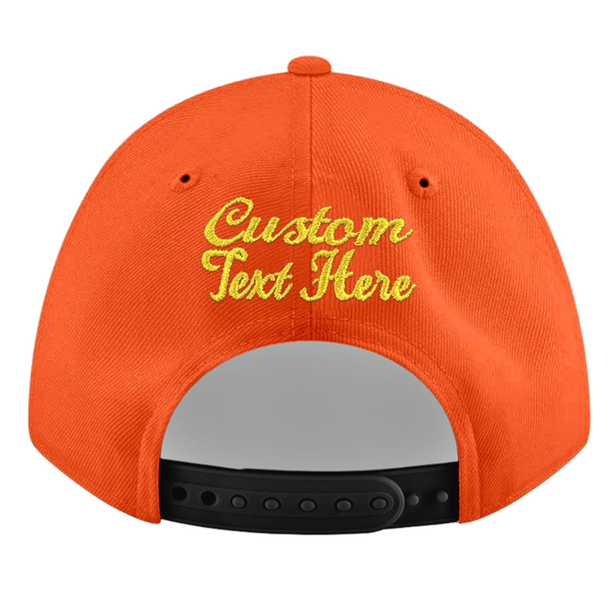 Custom Orange 3D Puff Embroidery Flat Embroidery Casual Sport Baseball Cap