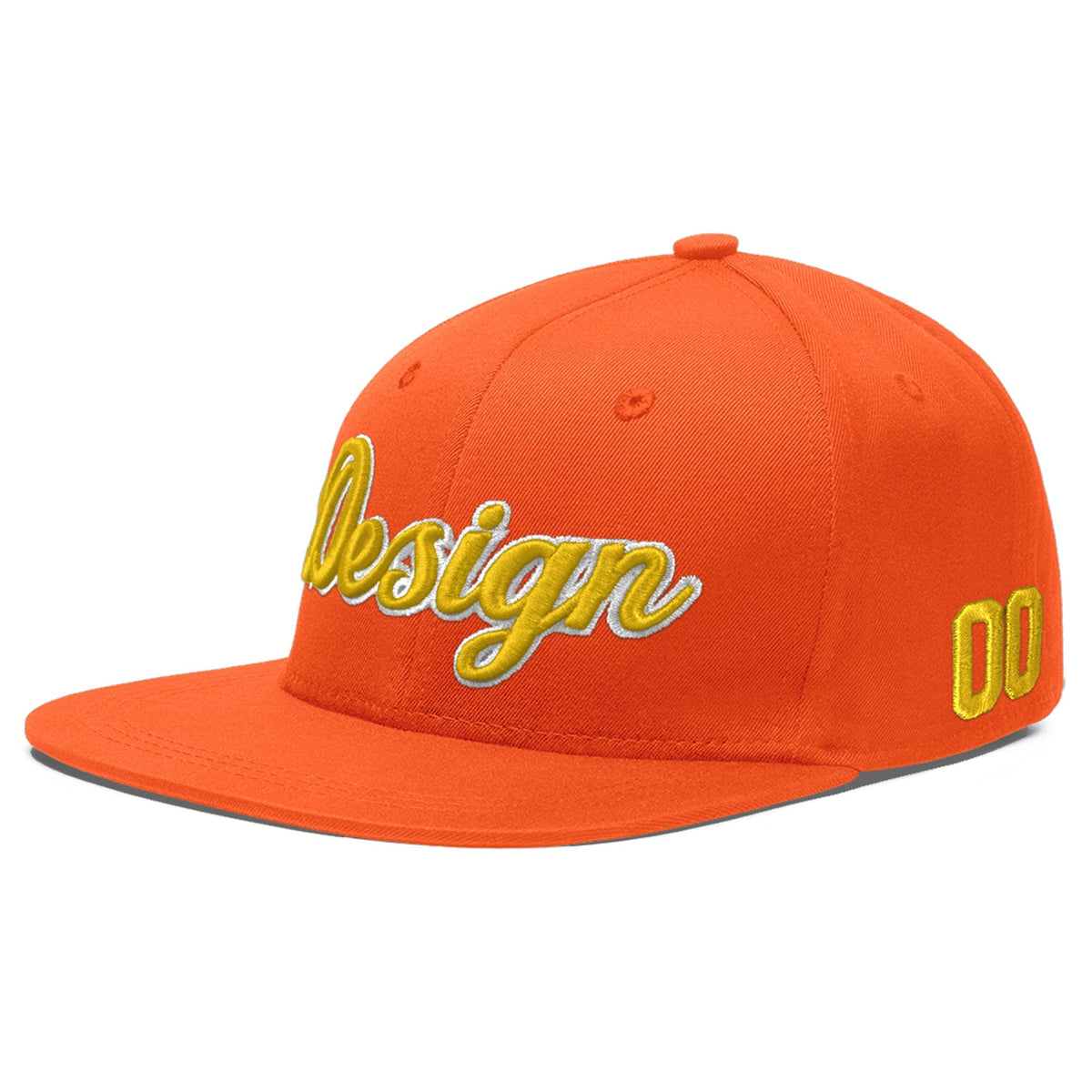 Custom Orange 3D Puff Embroidery Flat Embroidery Casual Sport Baseball Cap
