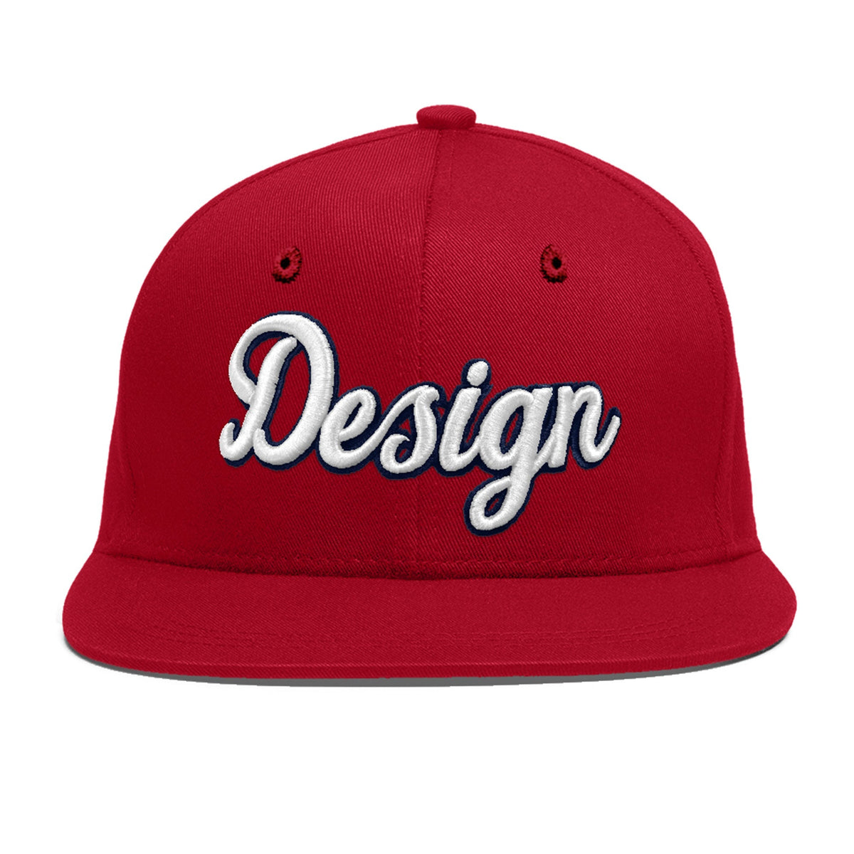 Custom Red 3D Puff Embroidery Flat Embroidery Casual Sport Baseball Cap
