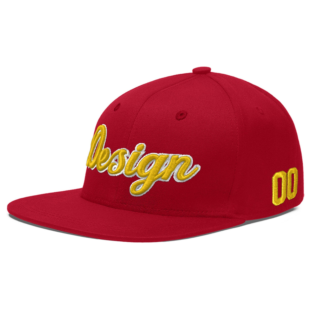Custom Red 3D Puff Embroidery Flat Embroidery Casual Sport Baseball Cap