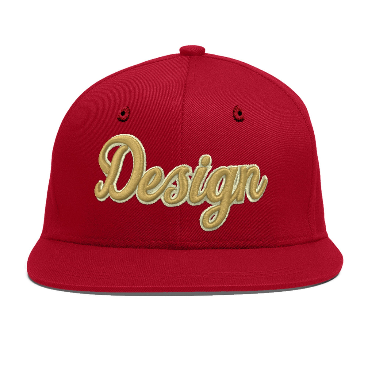 Custom Red 3D Puff Embroidery Flat Embroidery Casual Sport Baseball Cap