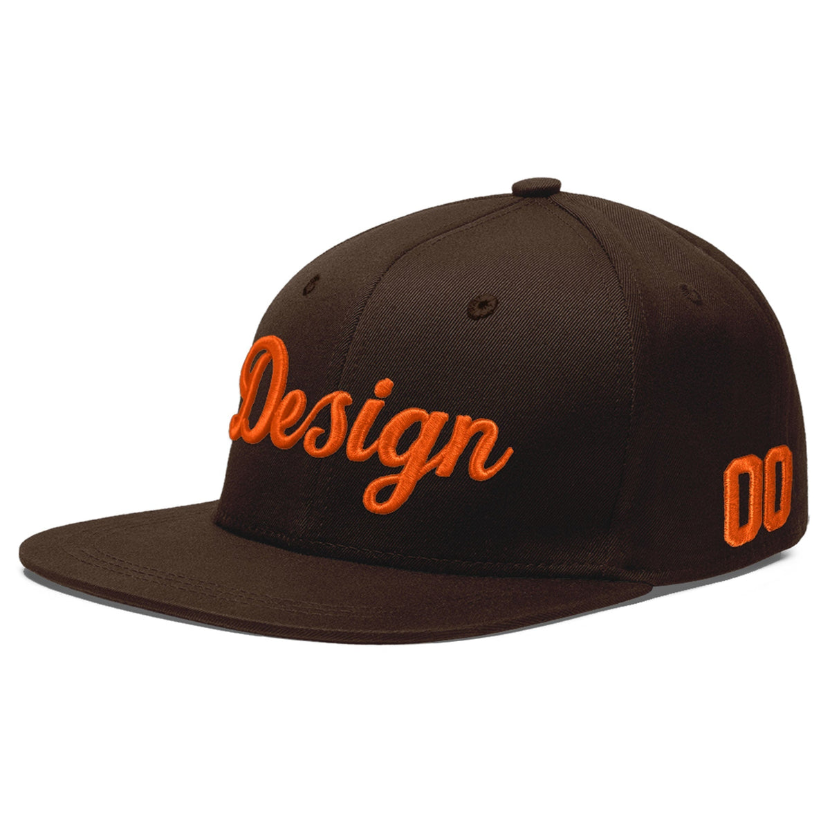Custom Brown 3D Puff Embroidery Flat Embroidery Casual Sport Baseball Cap