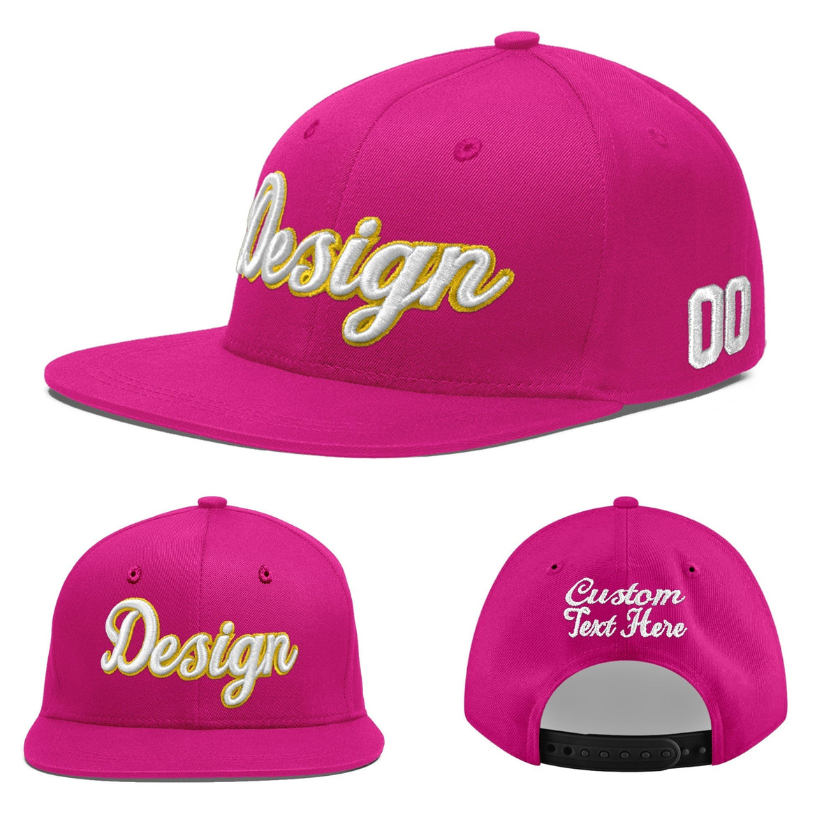 Custom Rose Red 3D Puff Embroidery Flat Embroidery Casual Sport Baseball Cap