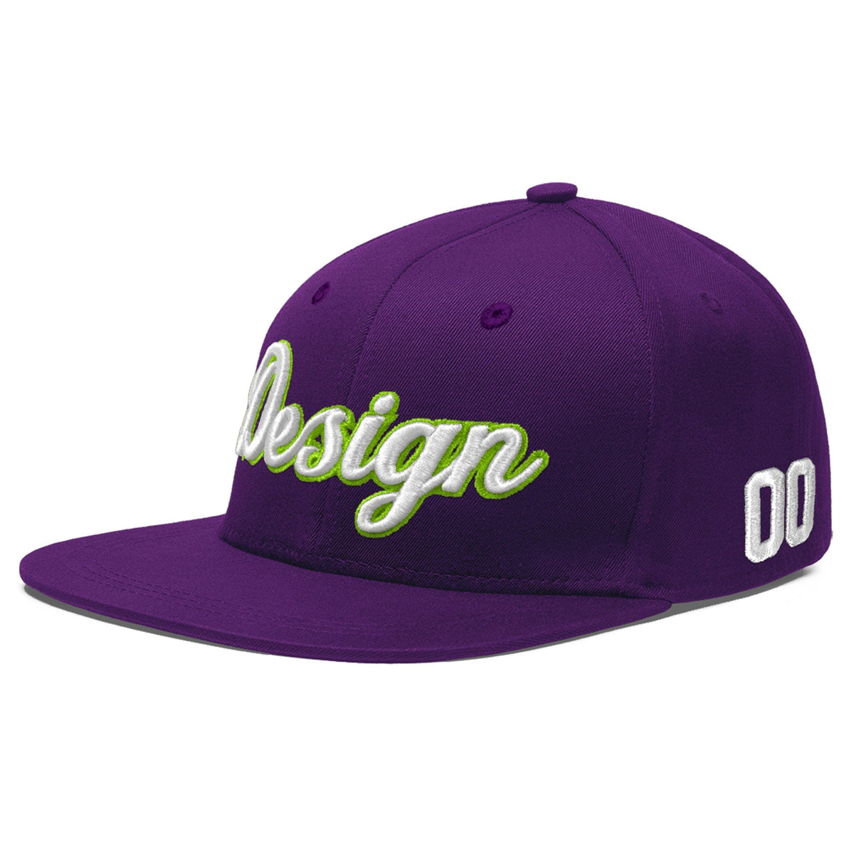 Custom Purple 3D Puff Embroidery Flat Embroidery Casual Sport Baseball Cap