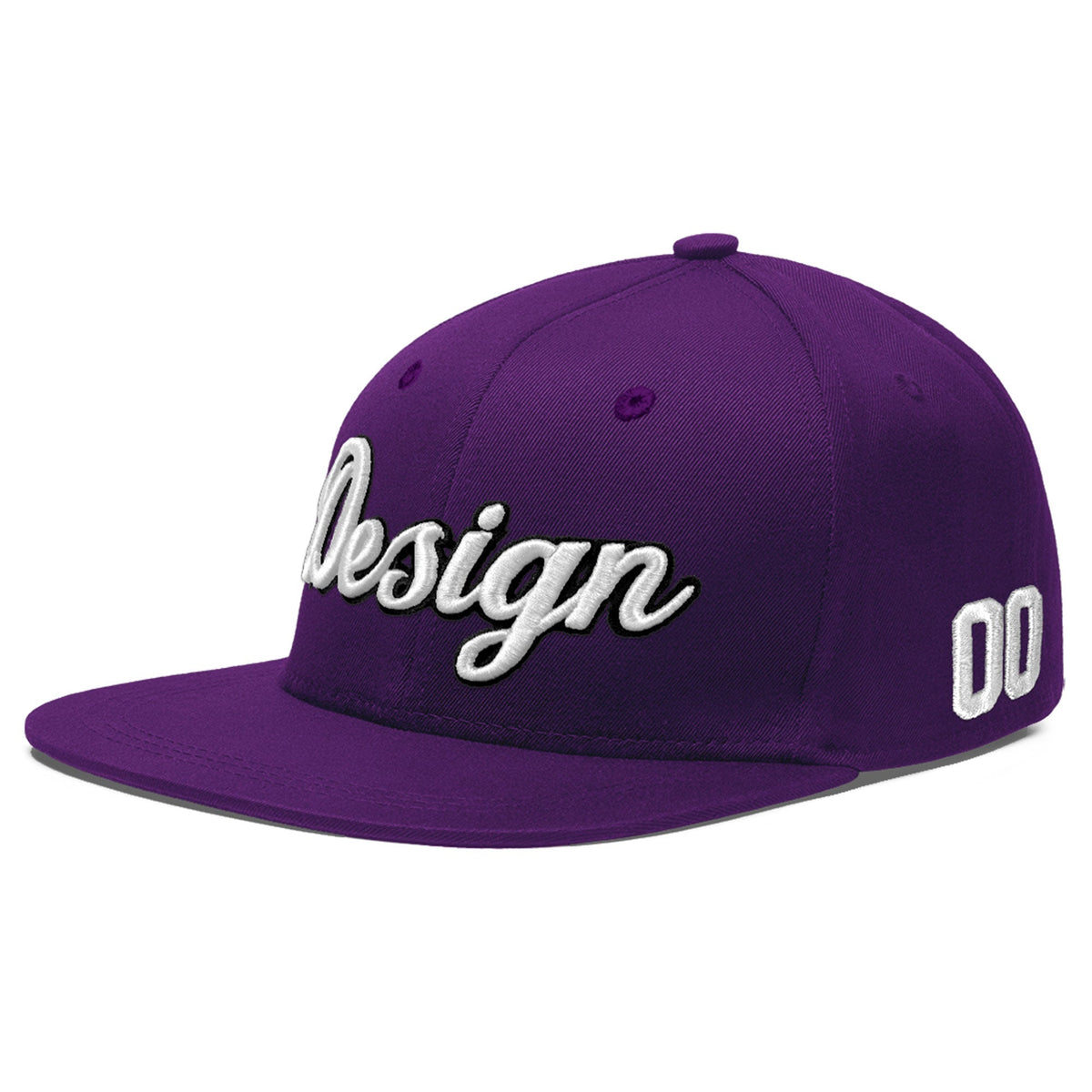 Custom Purple 3D Puff Embroidery Flat Embroidery Casual Sport Baseball Cap