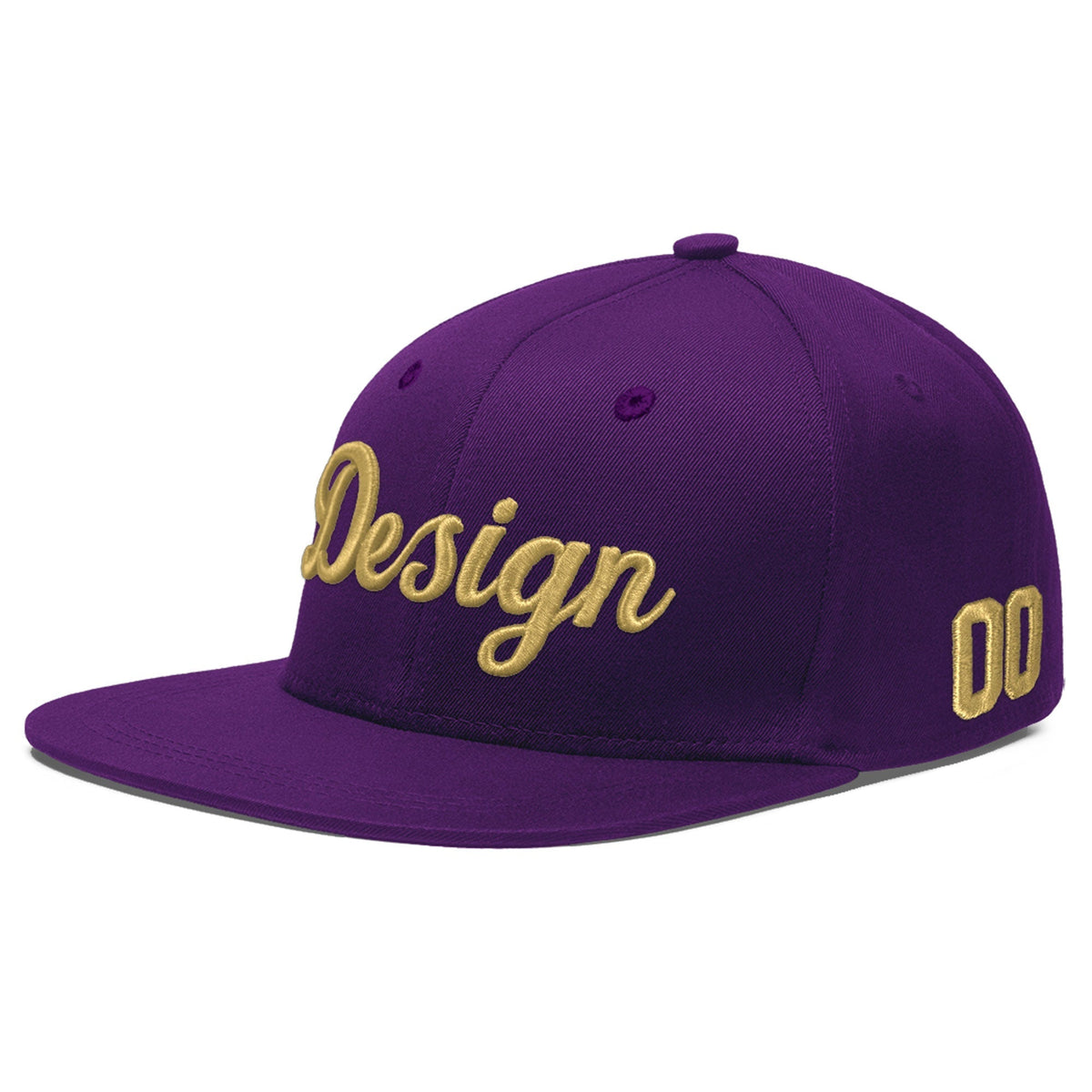 Custom Purple 3D Puff Embroidery Flat Embroidery Casual Sport Baseball Cap