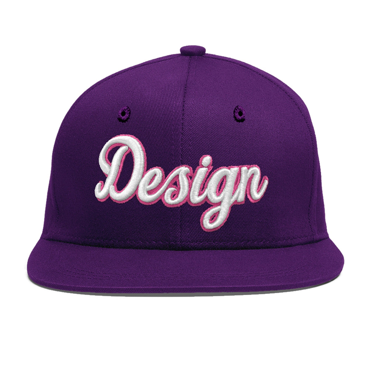 Custom Purple 3D Puff Embroidery Flat Embroidery Casual Sport Baseball Cap