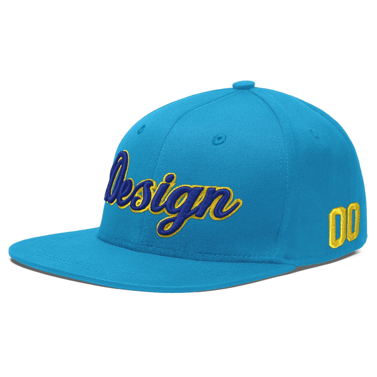 Custom Light Blue 3D Puff Embroidery Flat Embroidery Casual Sport Baseball Cap
