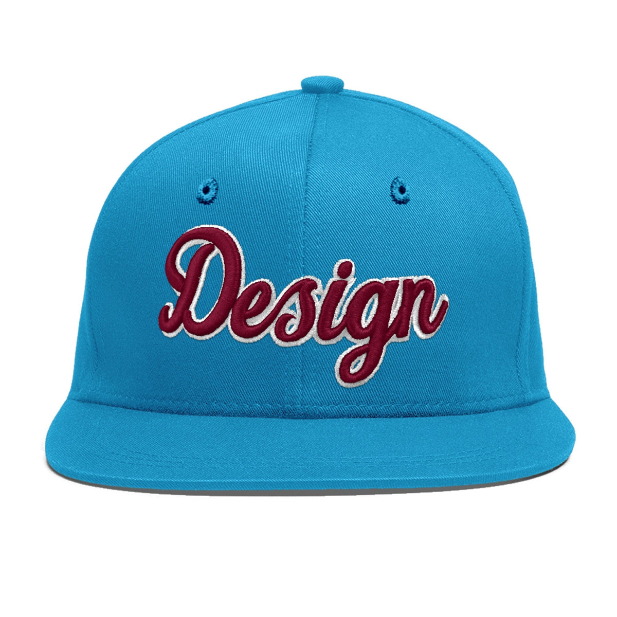Custom Light Blue 3D Puff Embroidery Flat Embroidery Casual Sport Baseball Cap