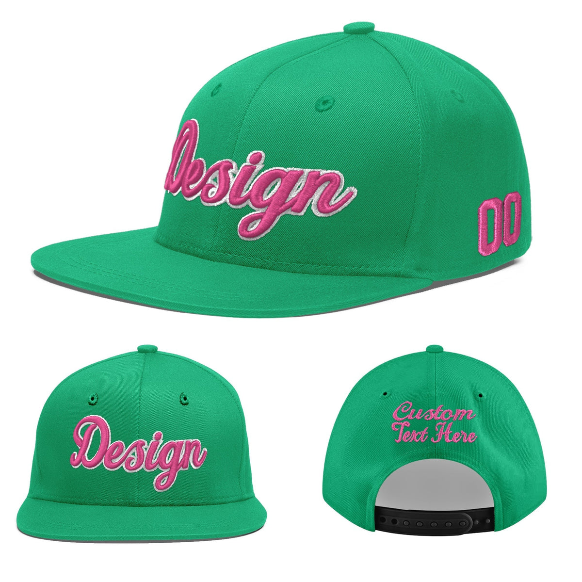 Custom Aqua 3D Puff Embroidery Flat Embroidery Casual Sport Baseball Cap
