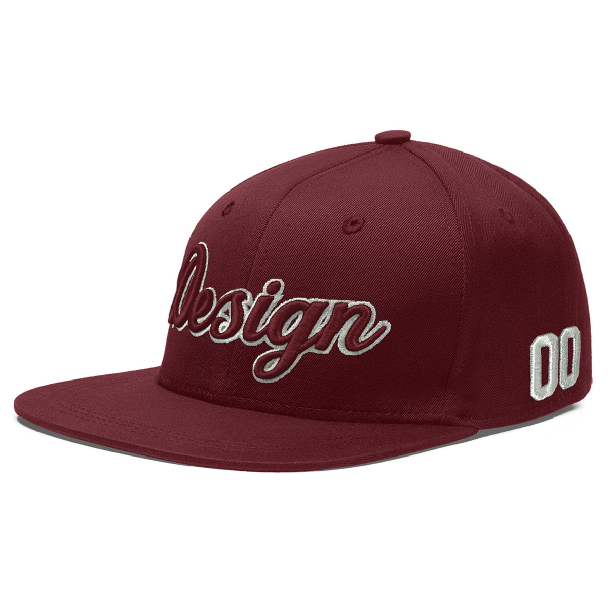 Custom Maroon 3D Puff Embroidery Flat Embroidery Casual Sport Baseball Cap