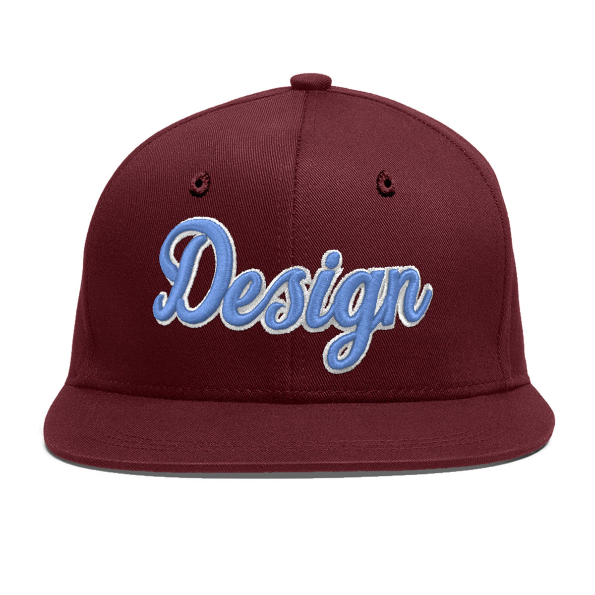 Custom Maroon 3D Puff Embroidery Flat Embroidery Casual Sport Baseball Cap