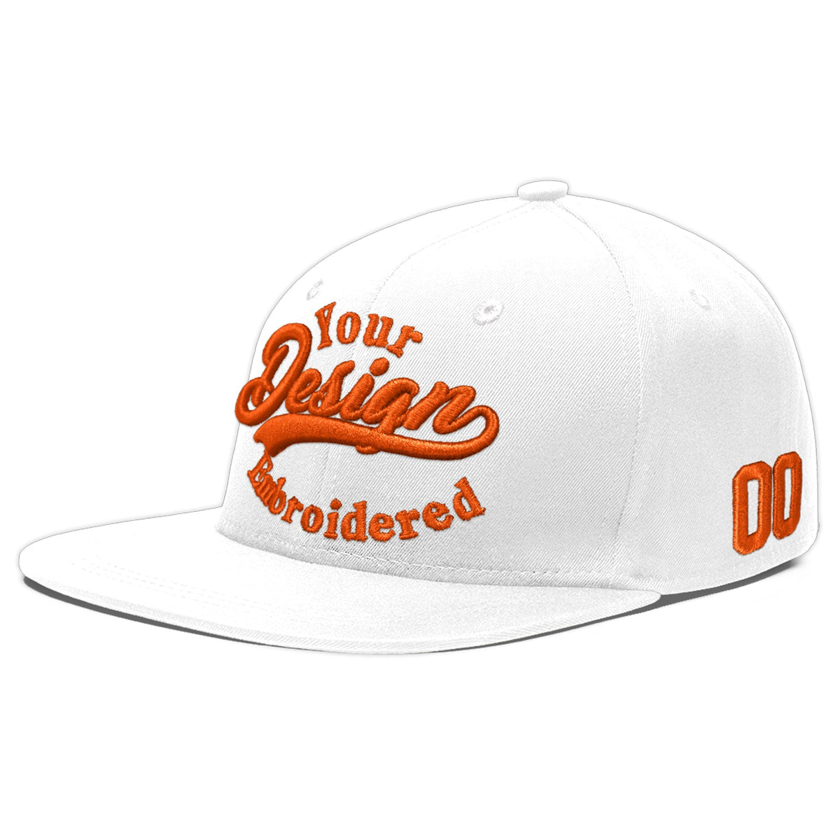 Custom White 3D Puff Embroidery Flat Embroidery Casual Sport Baseball Cap