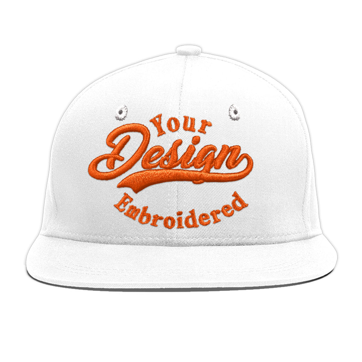 Custom White 3D Puff Embroidery Flat Embroidery Casual Sport Baseball Cap