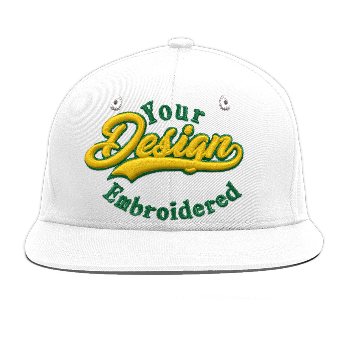 Custom White 3D Puff Embroidery Flat Embroidery Casual Sport Baseball Cap