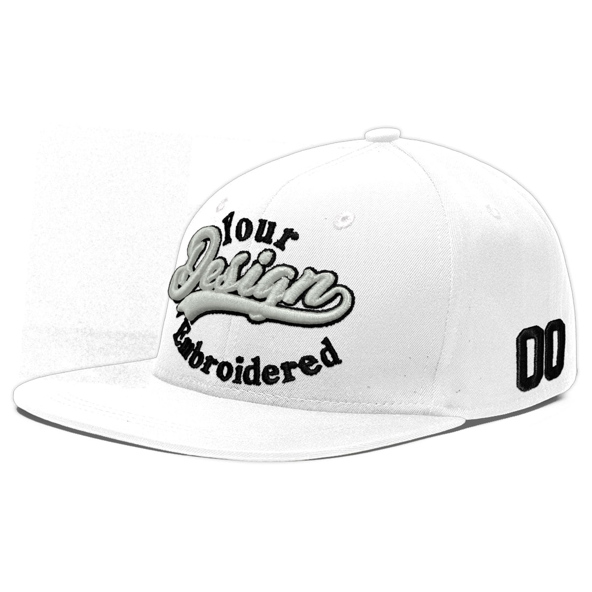 Custom White 3D Puff Embroidery Flat Embroidery Casual Sport Baseball Cap