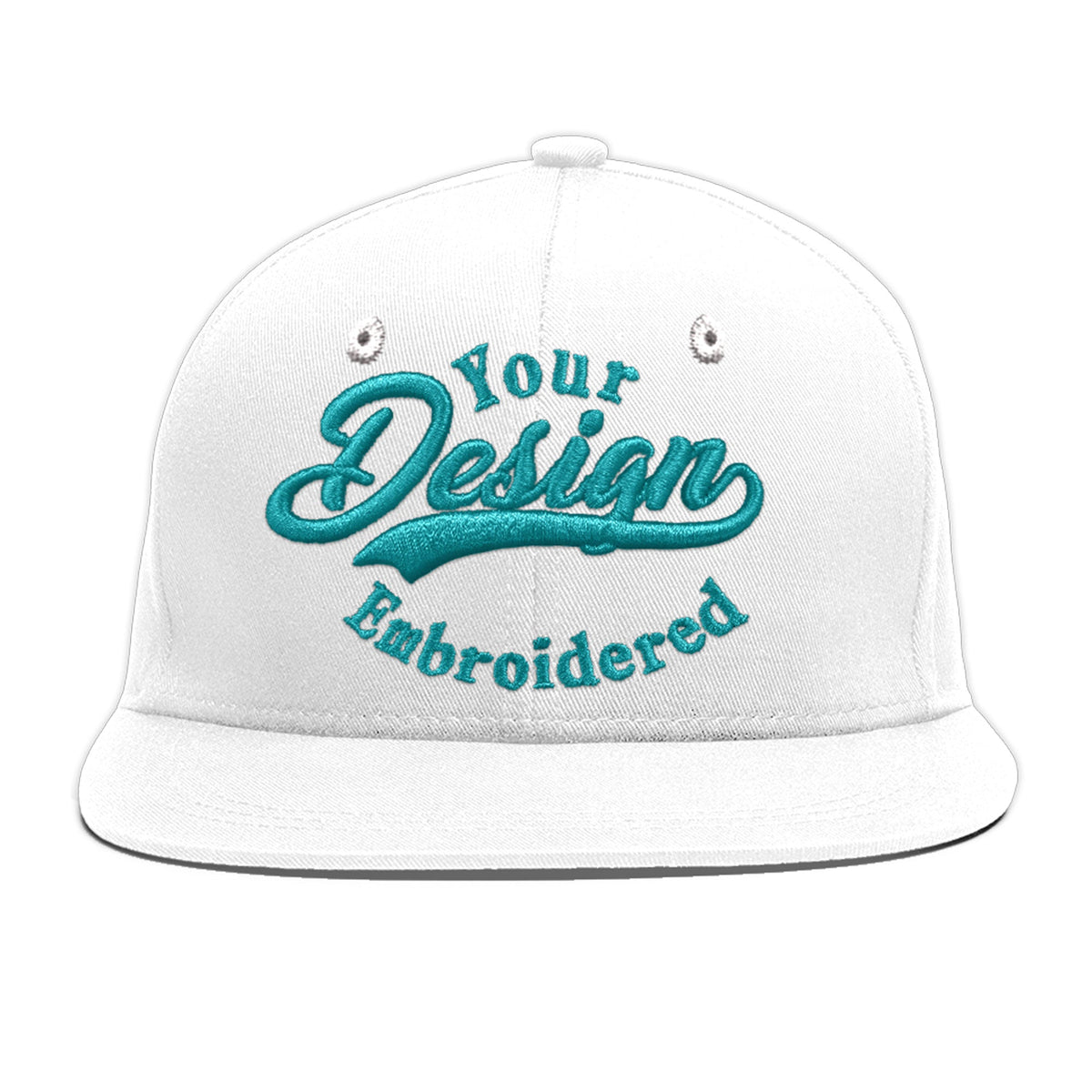 Custom White 3D Puff Embroidery Flat Embroidery Casual Sport Baseball Cap