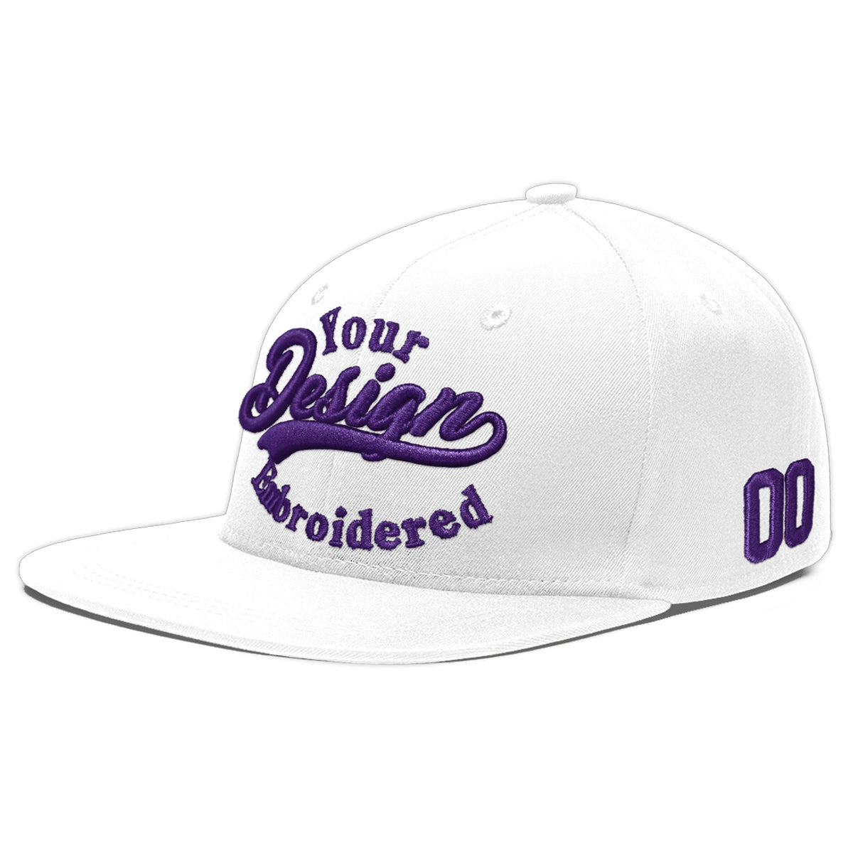 Custom White 3D Puff Embroidery Flat Embroidery Casual Sport Baseball Cap