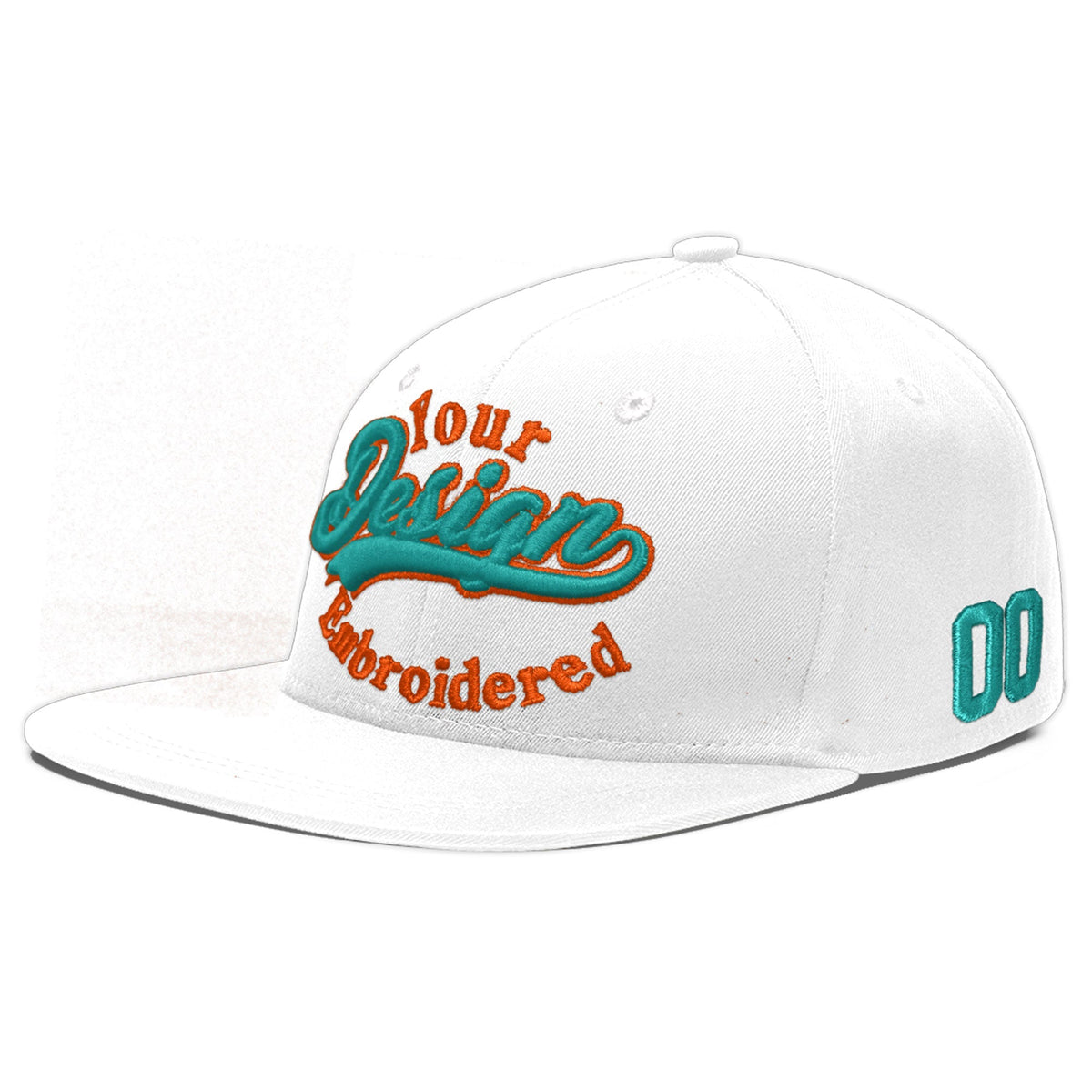 Custom White 3D Puff Embroidery Flat Embroidery Casual Sport Baseball Cap