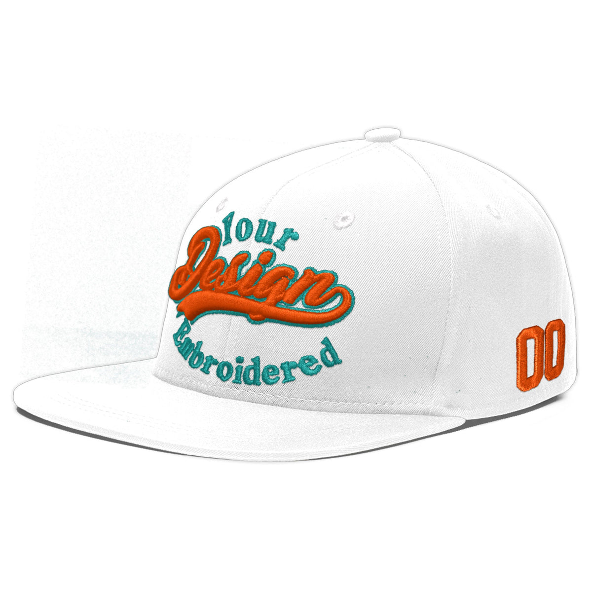 Custom White 3D Puff Embroidery Flat Embroidery Casual Sport Baseball Cap