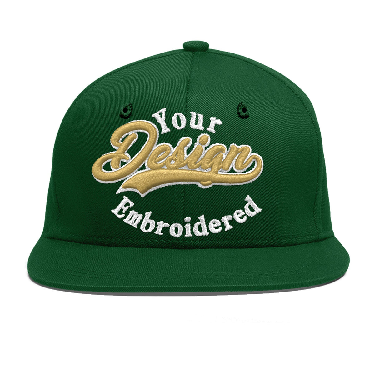 Custom Green 3D Puff Embroidery Flat Embroidery Casual Sport Baseball Cap