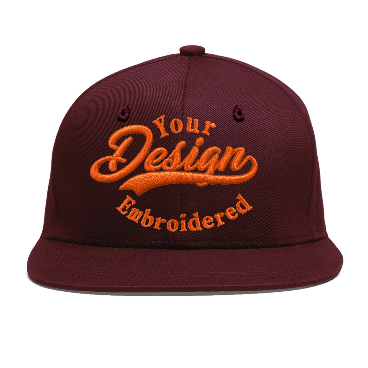 Custom Burgundy 3D Puff Embroidery Flat Embroidery Casual Sport Baseball Cap