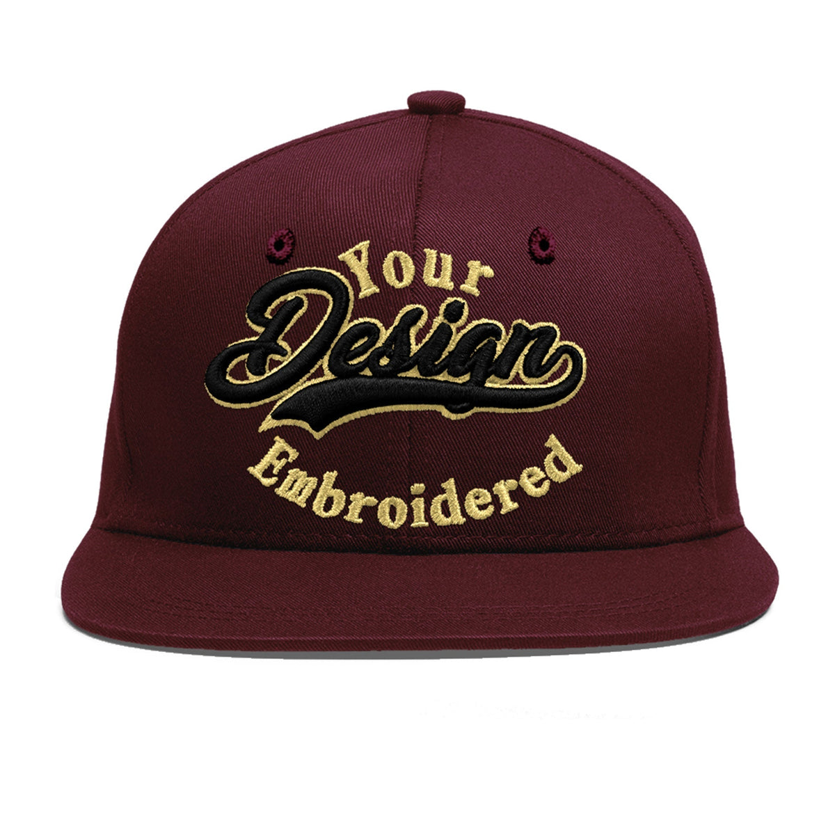 Custom Burgundy 3D Puff Embroidery Flat Embroidery Casual Sport Baseball Cap