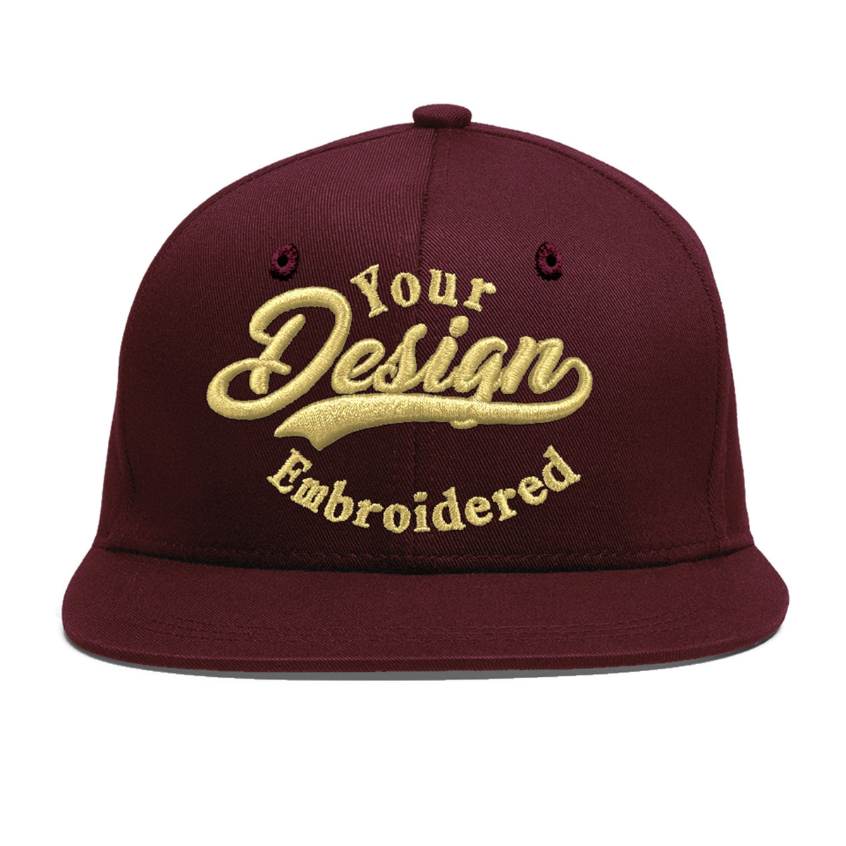 Custom Burgundy 3D Puff Embroidery Flat Embroidery Casual Sport Baseball Cap