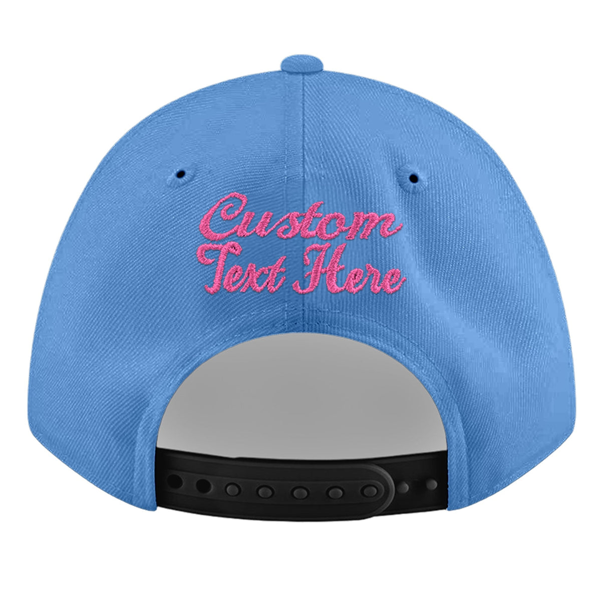 Custom Powder Blue 3D Puff Embroidery Flat Embroidery Casual Sport Baseball Cap