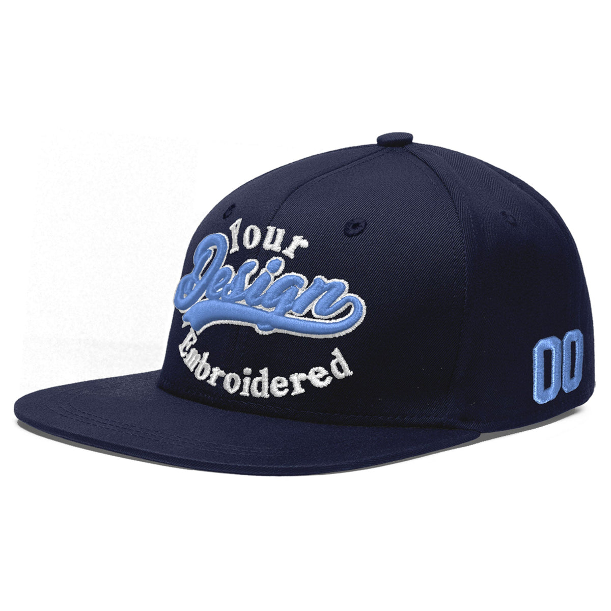 Custom Navy 3D Puff Embroidery Flat Embroidery Casual Sport Baseball Cap