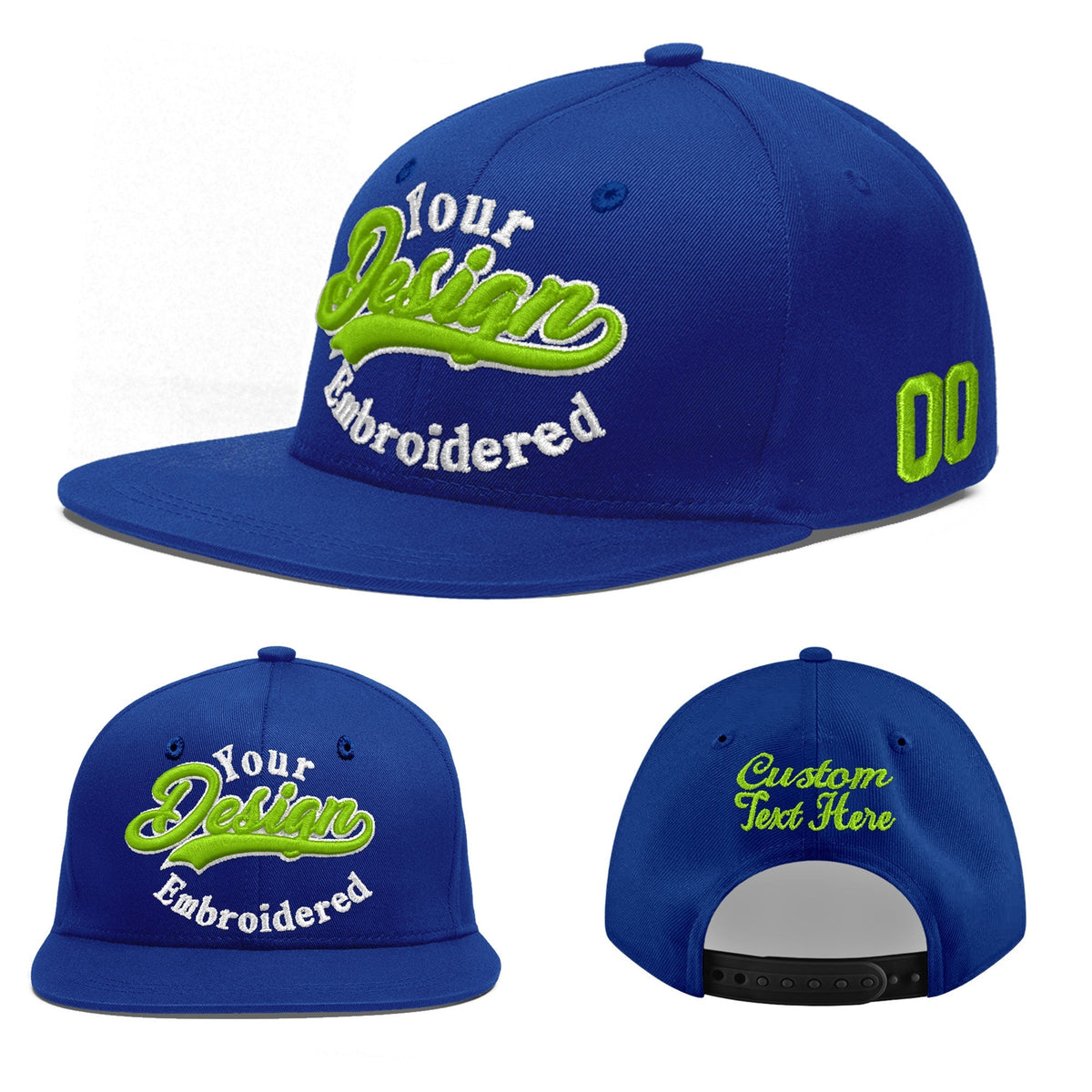 Custom Royal 3D Puff Embroidery Flat Embroidery Casual Sport Baseball Cap