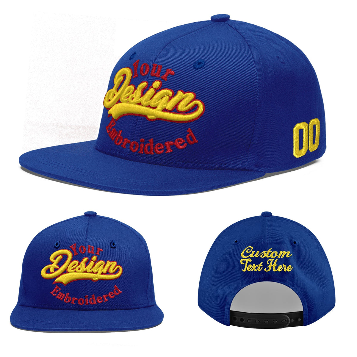 Custom Royal 3D Puff Embroidery Flat Embroidery Casual Sport Baseball Cap