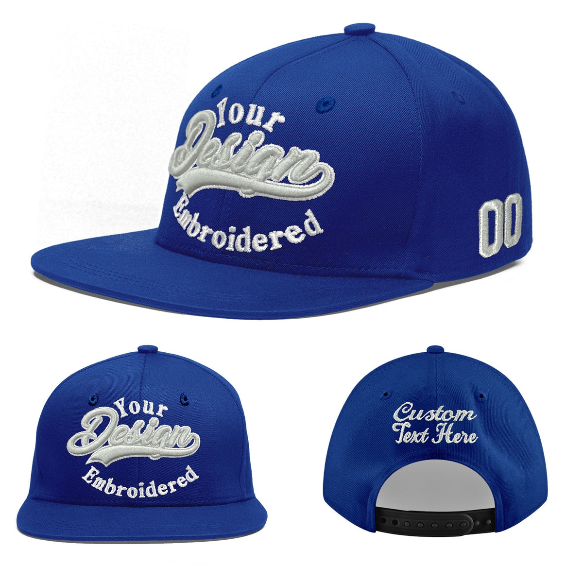 Custom Royal 3D Puff Embroidery Flat Embroidery Casual Sport Baseball Cap
