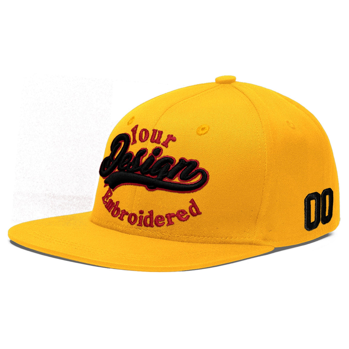 Custom Yellow 3D Puff Embroidery Flat Embroidery Casual Sport Baseball Cap