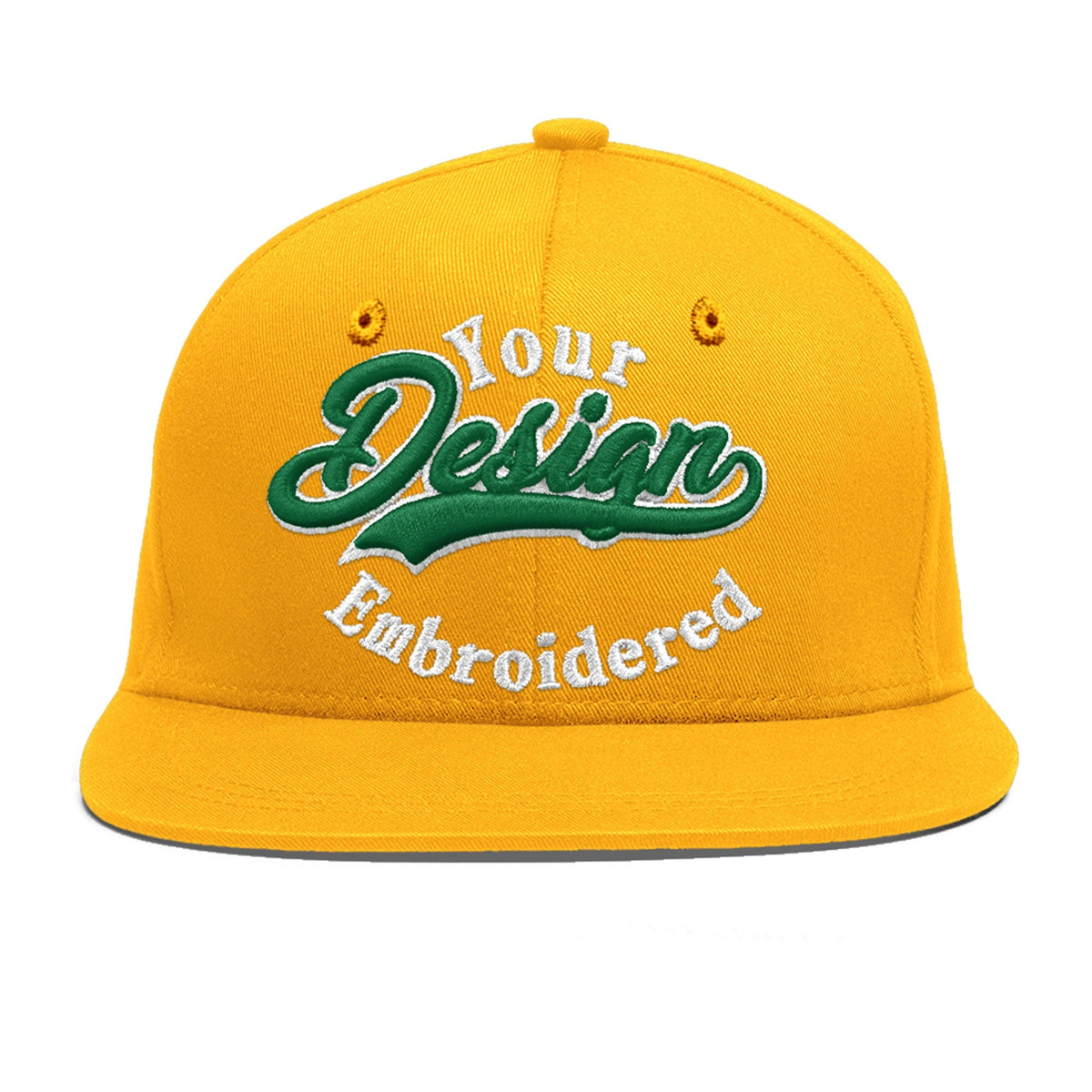 Custom Yellow 3D Puff Embroidery Flat Embroidery Casual Sport Baseball Cap