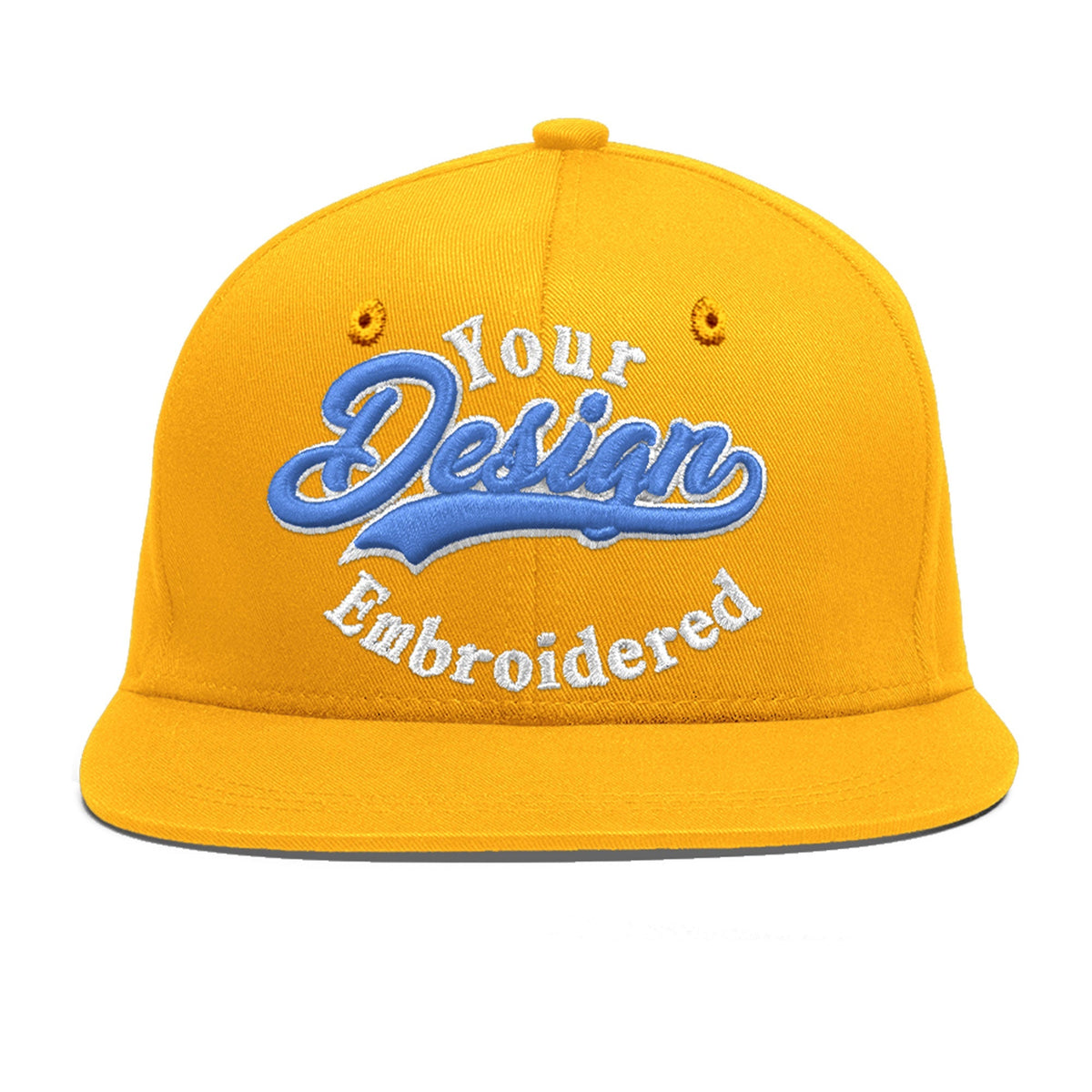 Custom Yellow 3D Puff Embroidery Flat Embroidery Casual Sport Baseball Cap