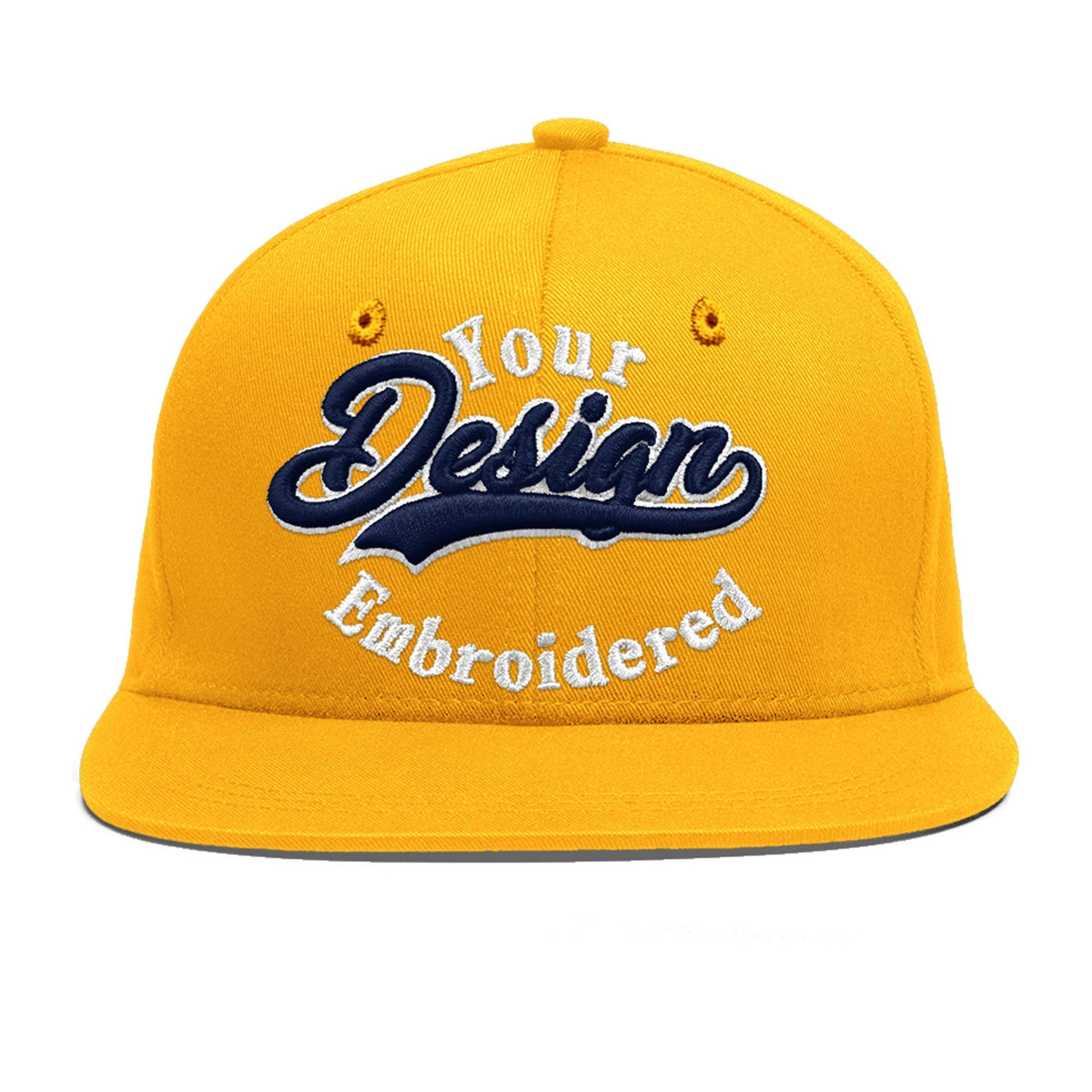 Custom Yellow 3D Puff Embroidery Flat Embroidery Casual Sport Baseball Cap