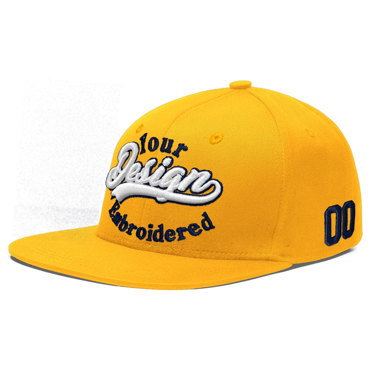 Custom Yellow 3D Puff Embroidery Flat Embroidery Casual Sport Baseball Cap