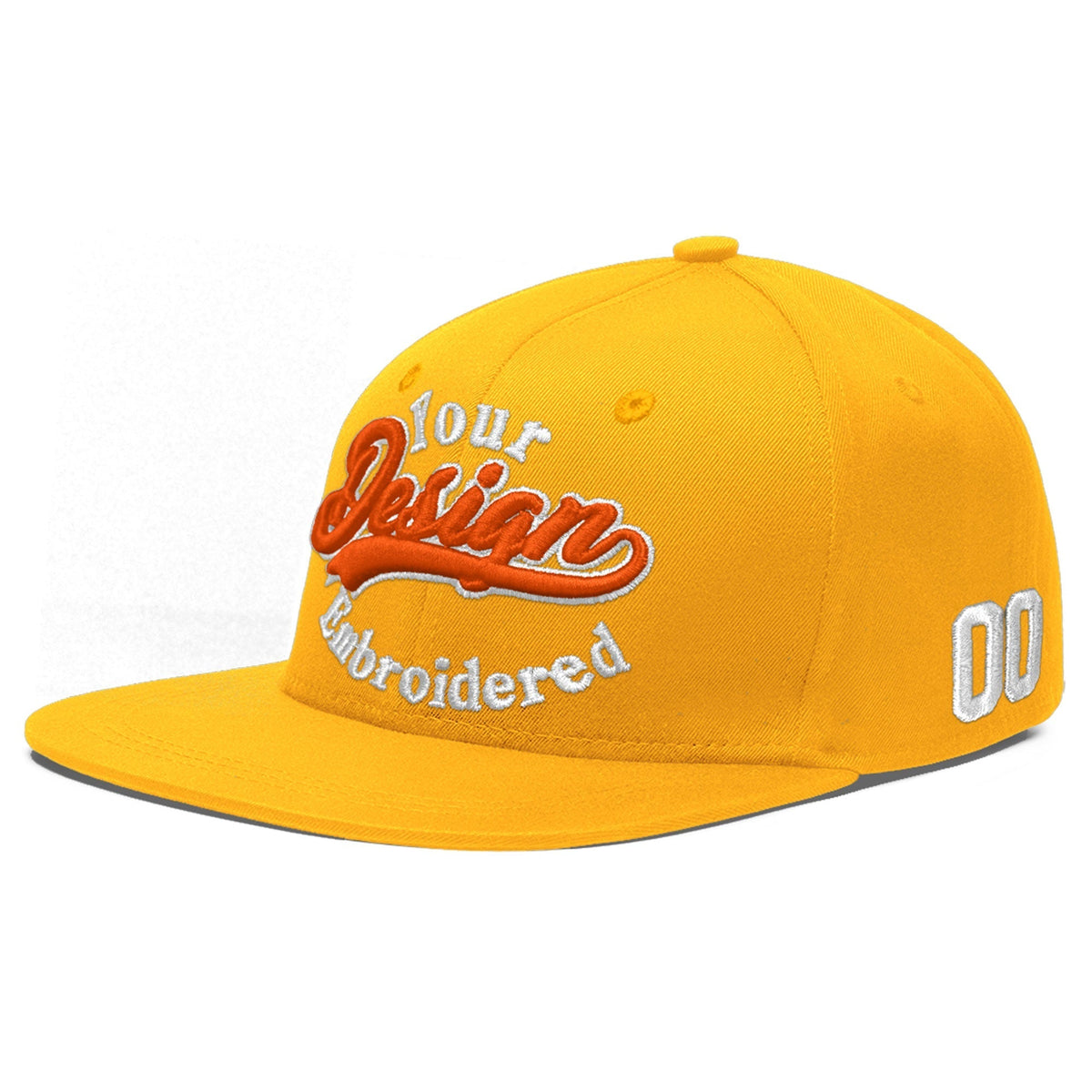 Custom Yellow 3D Puff Embroidery Flat Embroidery Casual Sport Baseball Cap