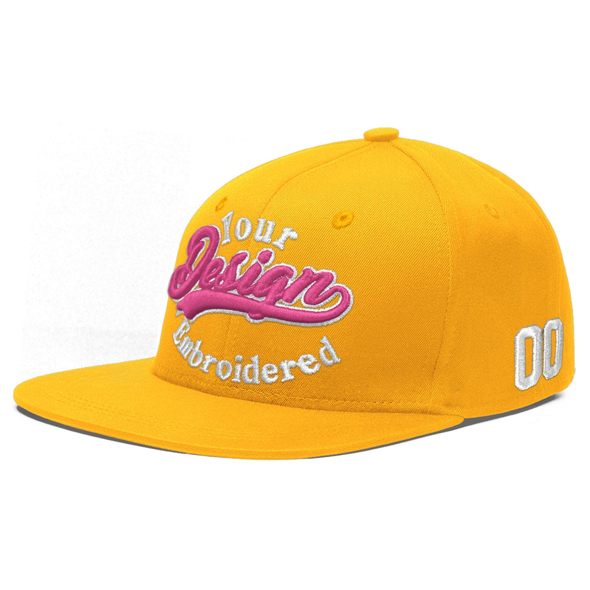 Custom Yellow 3D Puff Embroidery Flat Embroidery Casual Sport Baseball Cap