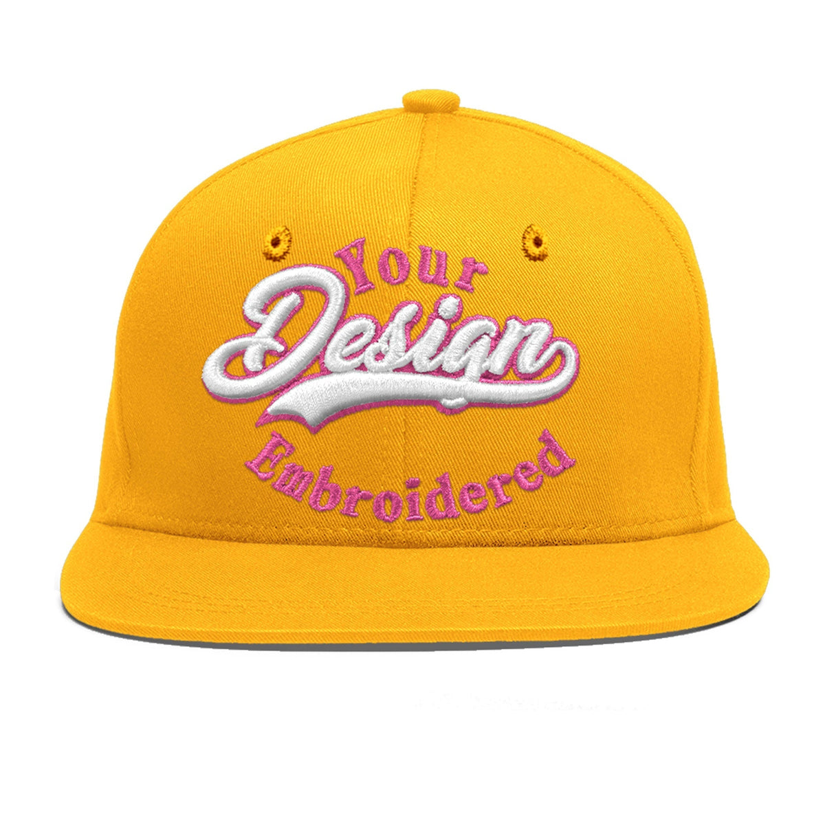 Custom Yellow 3D Puff Embroidery Flat Embroidery Casual Sport Baseball Cap