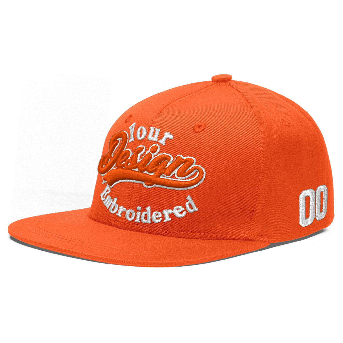 Custom Orange 3D Puff Embroidery Flat Embroidery Casual Sport Baseball Cap