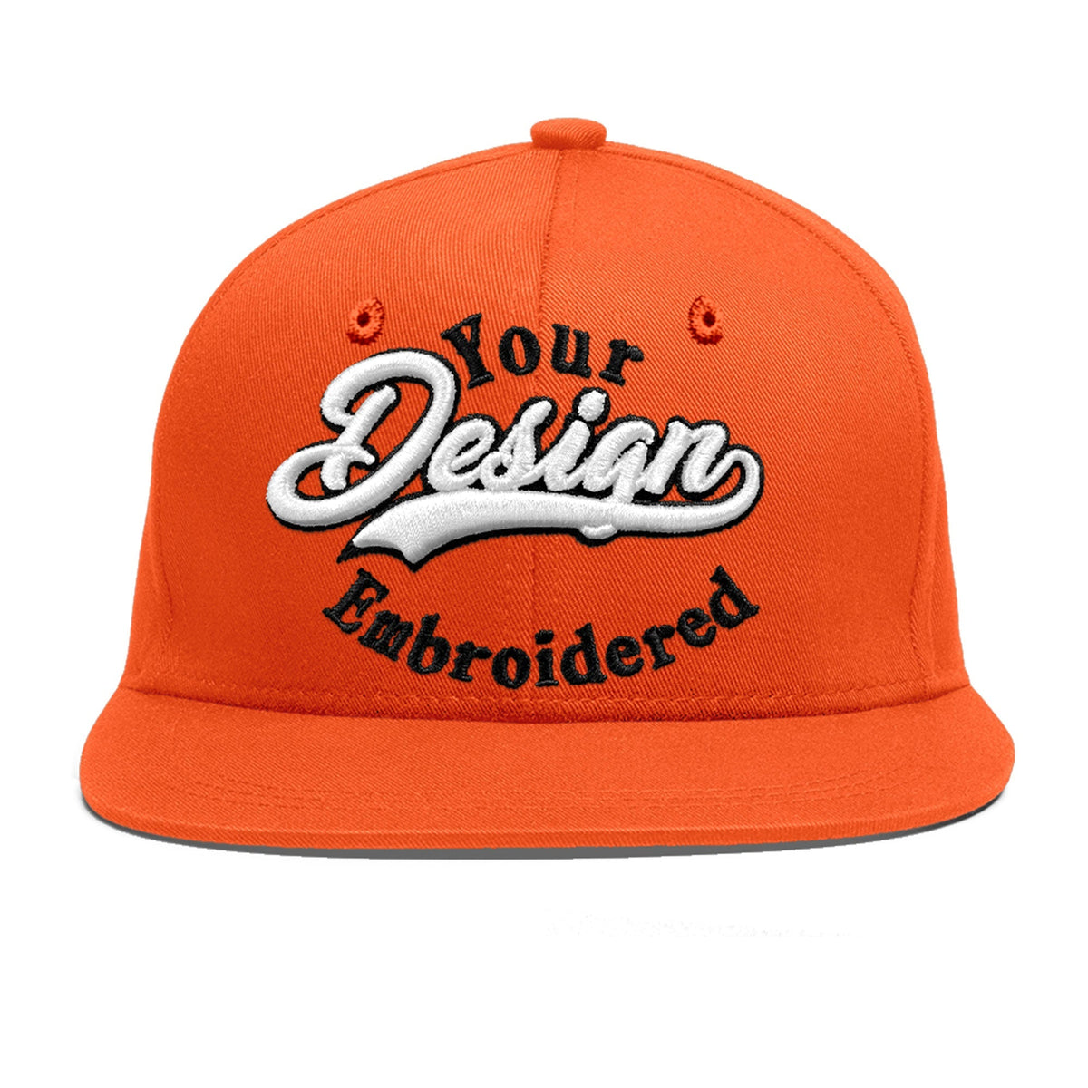 Custom Orange 3D Puff Embroidery Flat Embroidery Casual Sport Baseball Cap