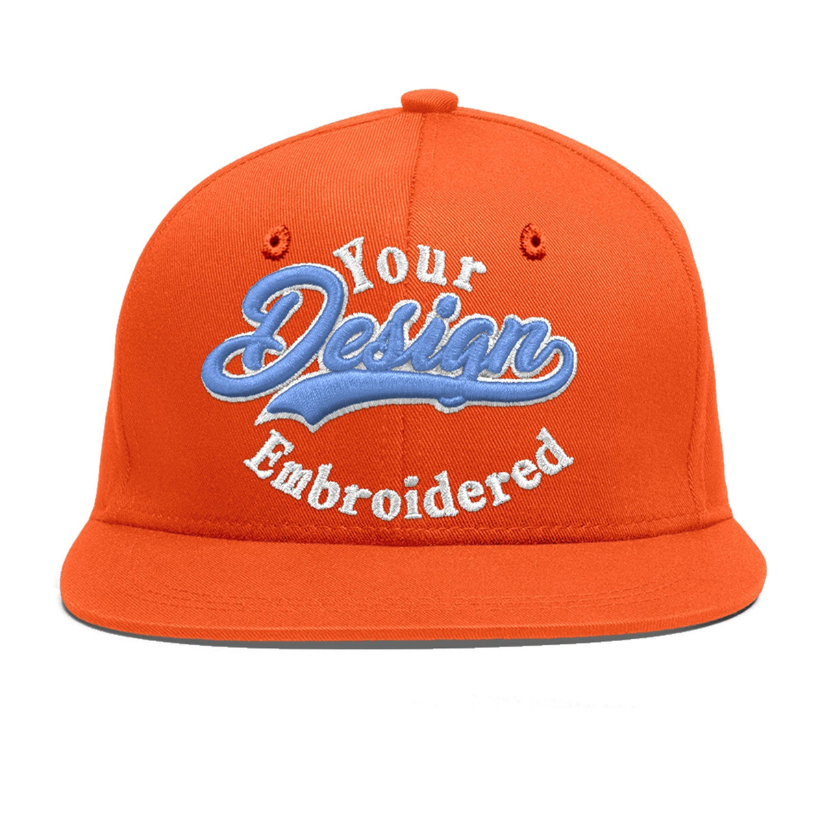 Custom Orange 3D Puff Embroidery Flat Embroidery Casual Sport Baseball Cap