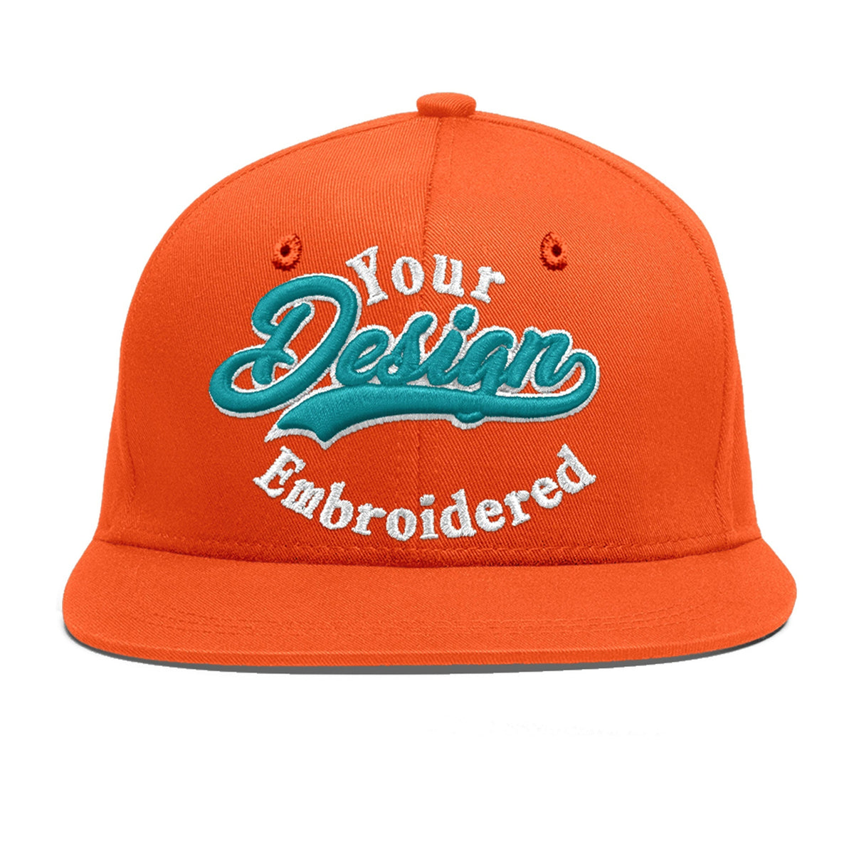 Custom Orange 3D Puff Embroidery Flat Embroidery Casual Sport Baseball Cap
