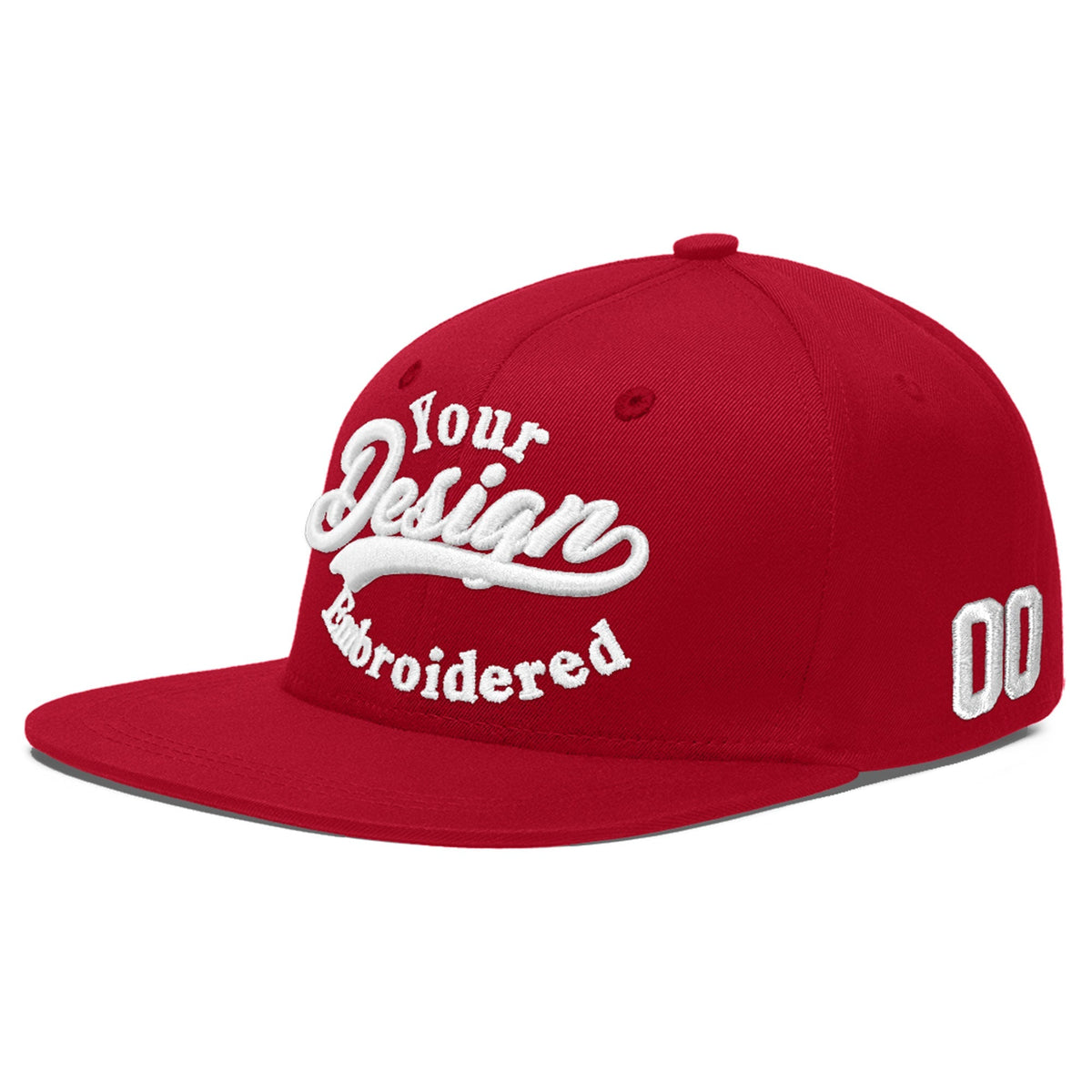 Custom Red 3D Puff Embroidery Flat Embroidery Casual Sport Baseball Cap